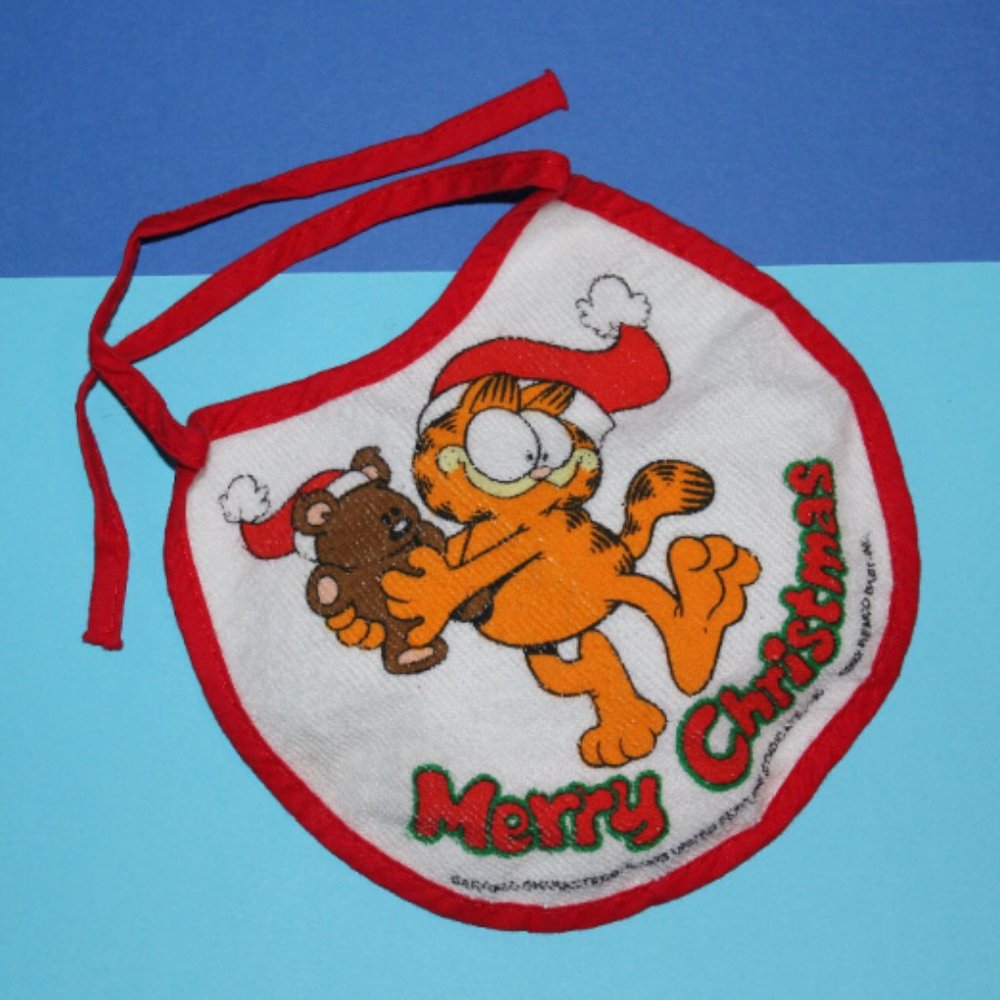 Vintage Garfield "Merry Christmas" Holiday/Christmas Bib 1992 Remco